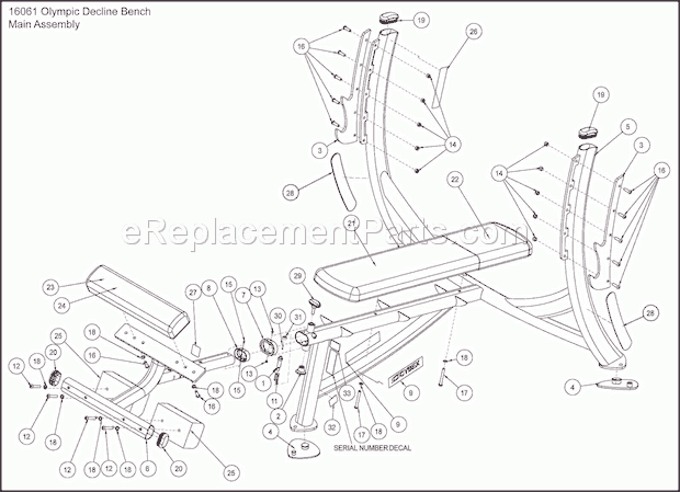 Cybex 16061 Free Weight System Main Assembly Diagram