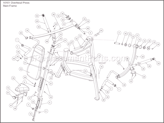 Cybex 16101 Plate Load System Main Assembly Diagram