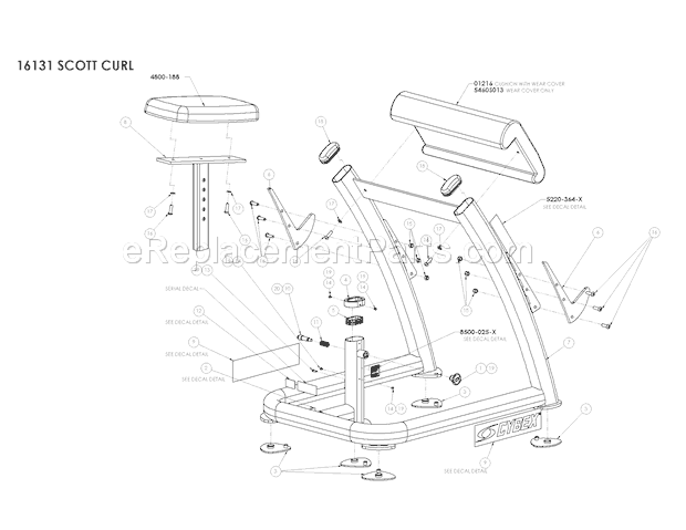 Cybex 16131 Free Weight System Main Assembly Diagram