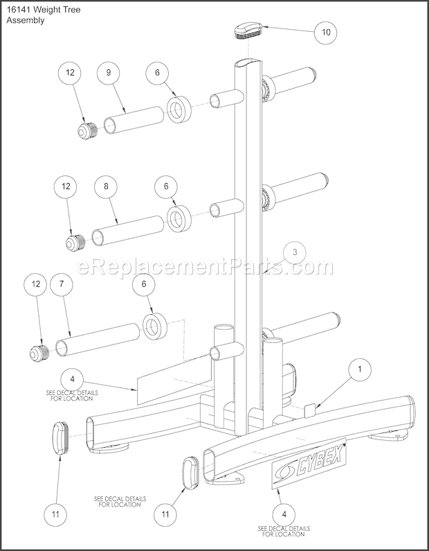 Cybex 16141 Free Weight System Assembly Diagram