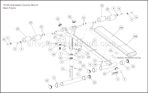 Cybex 16160 Free Weight System Main Assembly Diagram