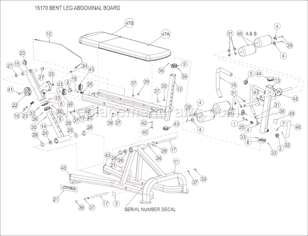 Cybex 16170 Free Weight System Main Assembly Diagram