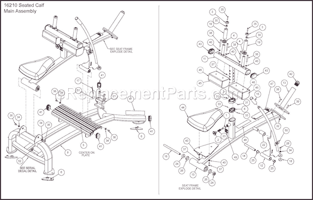 Cybex 16210 Plate Load System Main Assembly Diagram