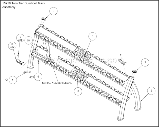 Cybex 16250 Free Weight System Assembly Diagram