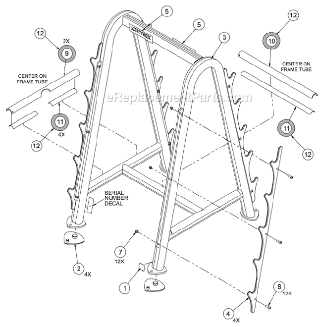 Cybex 16261 Barbell Rack - Free Weights Page A Diagram