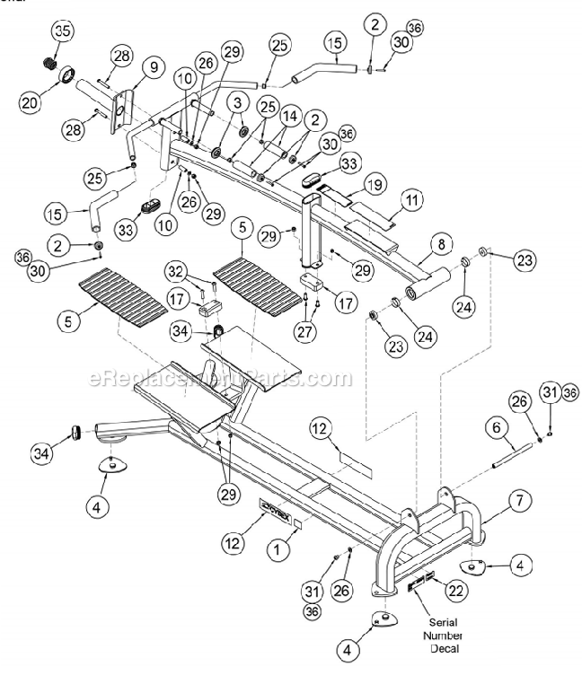 Cybex 16285 T-Bar Row Traditional - Plate Loaded Page A Diagram