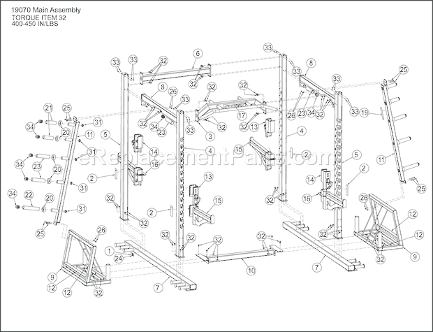 Cybex 19070 Big Iron Main Assembly Diagram