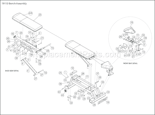 Cybex 19110 Big Iron Bench Assembly Diagram