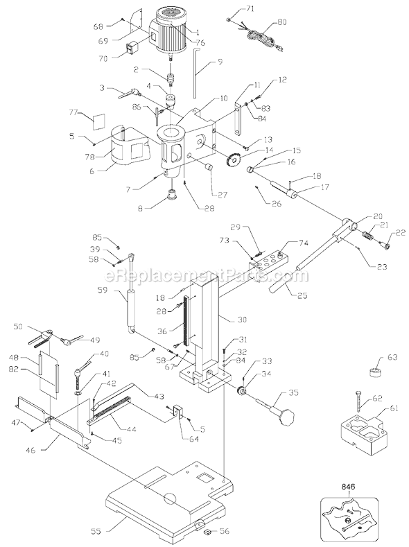 Delta 14-651 Type 2 Mortising Machine Page A Diagram