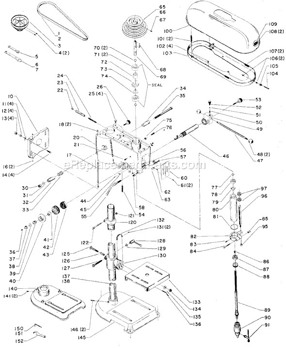 Delta 15-406 Type 1 15" Drill Press 4 Speed, 4-5/16" Travel Page A Diagram