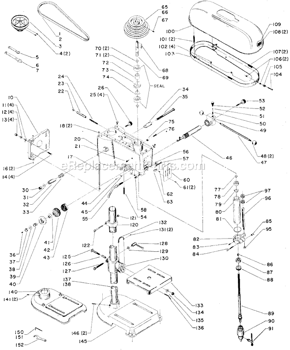Delta 15-516 Type 1 15" Drill Press 4 Speed, 4-5/16" Travel Page A Diagram