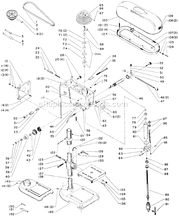 Delta 15-517 Type 1 15" Drill Press 4 Speed, 4-5/16" Travel Page A Diagram