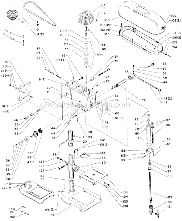 Delta 15-527 Type 1 15" Drill Press 4 Speed, 4-5/16" Travel Page A Diagram