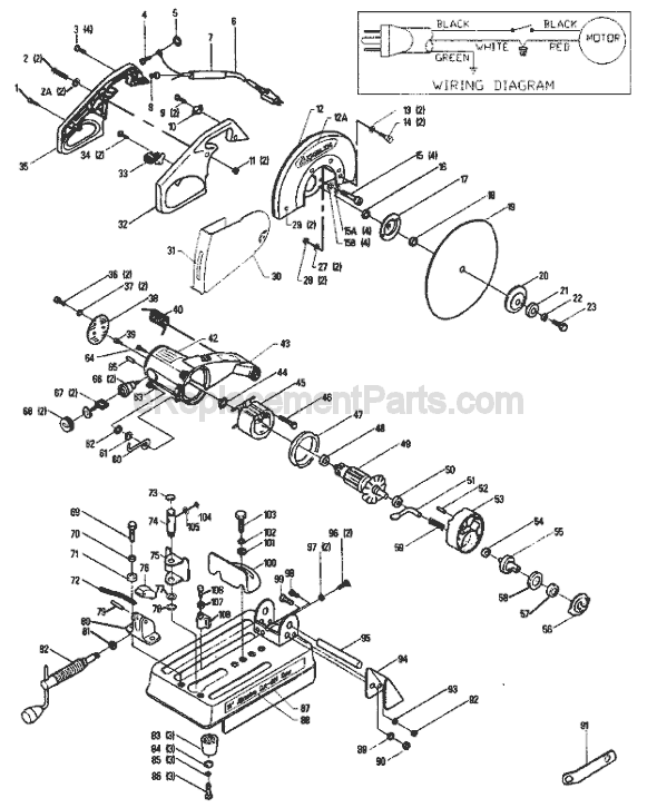 Delta 20-140 Type 1 Cut Off Saw Page A Diagram