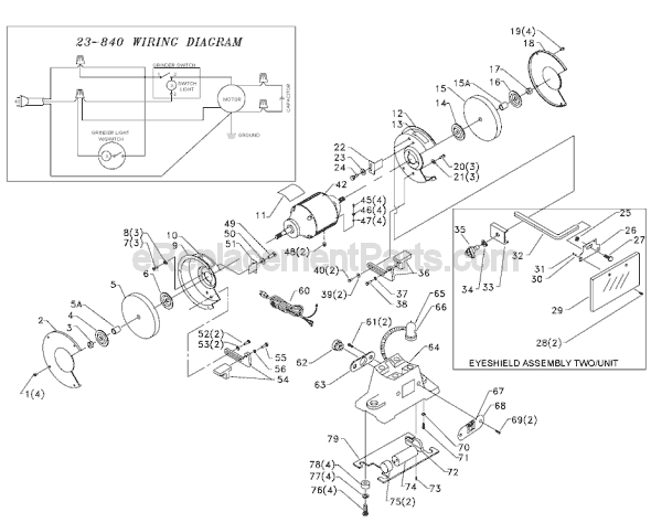 Delta 23-840 Type 1 Grinder Page A Diagram