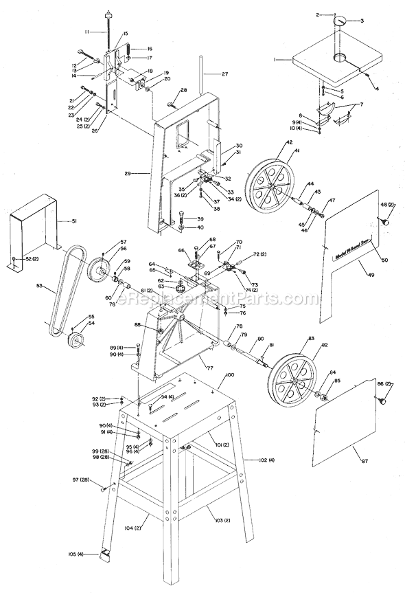 Delta 28-140 Type 1 10" Band Saw Page A Diagram