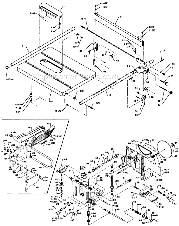 Delta 34-305 Type 1 10" Table Saw Page A Diagram