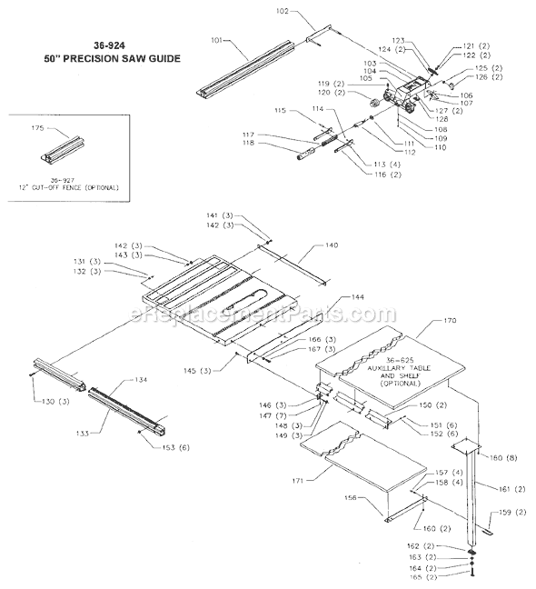 Delta 36-924 Type 1 Precision Saw Guide Page A Diagram