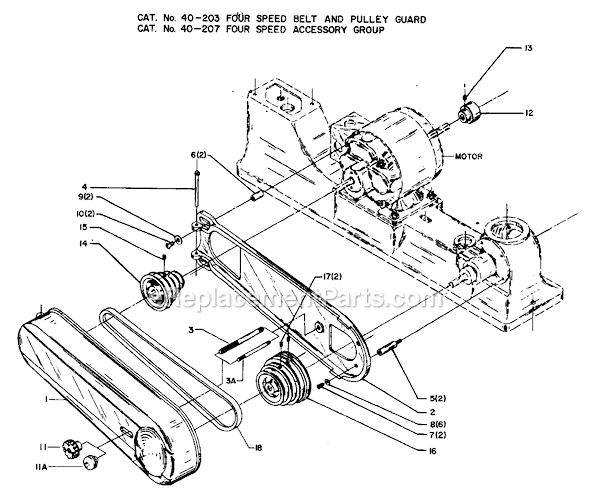 Delta 40-203 Type 1 Belt And Pulley Guard Page A Diagram