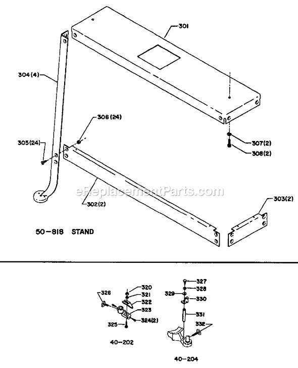 Delta 40-204 Type 1 Lower Blade Guide Page A Diagram