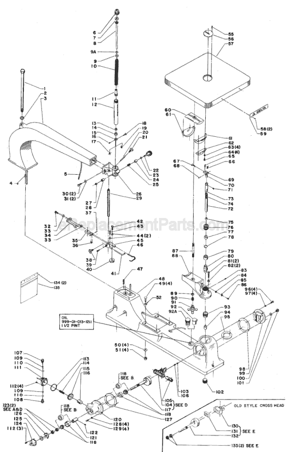 Delta 40-205 TYPE 1  Industrial Scroll Saw Page A Diagram