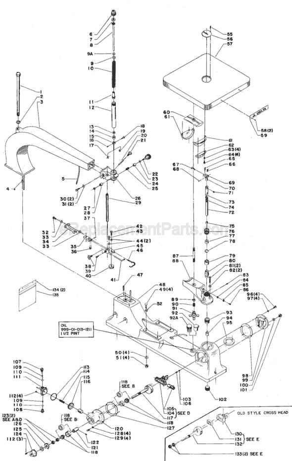 Delta 40-313 TYPE 1  Industrial Scroll Saw Page A Diagram