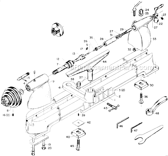 Delta 46-110 Type 1 10" Wood Lathe Page A Diagram