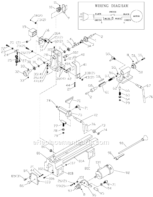 Delta 46-250 Type 1 Midi-Lathe Page A Diagram