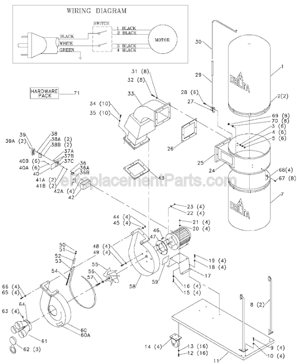 Delta 50-851 TYPE 1  Air Collector Dust Management Page A Diagram