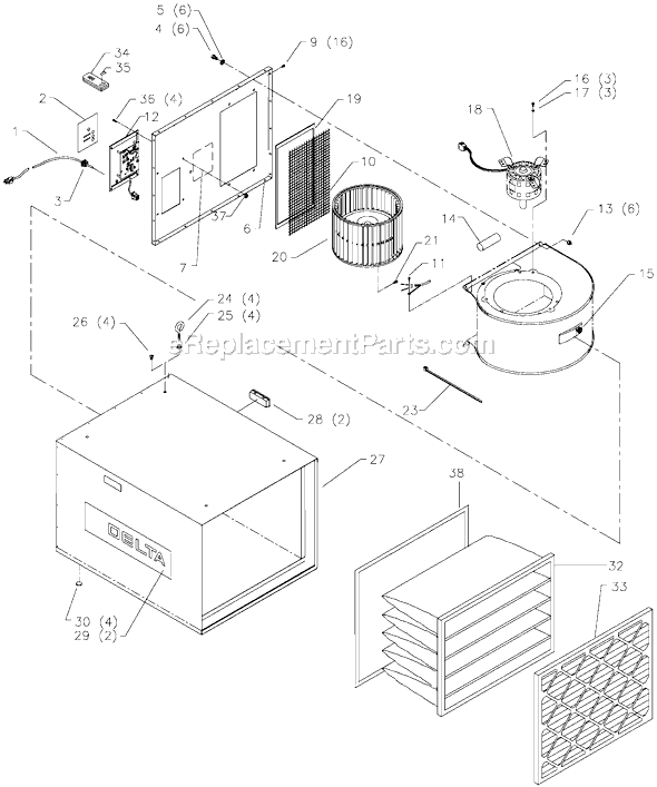 Delta 50-870 Type 1 Air Cleaner Page A Diagram