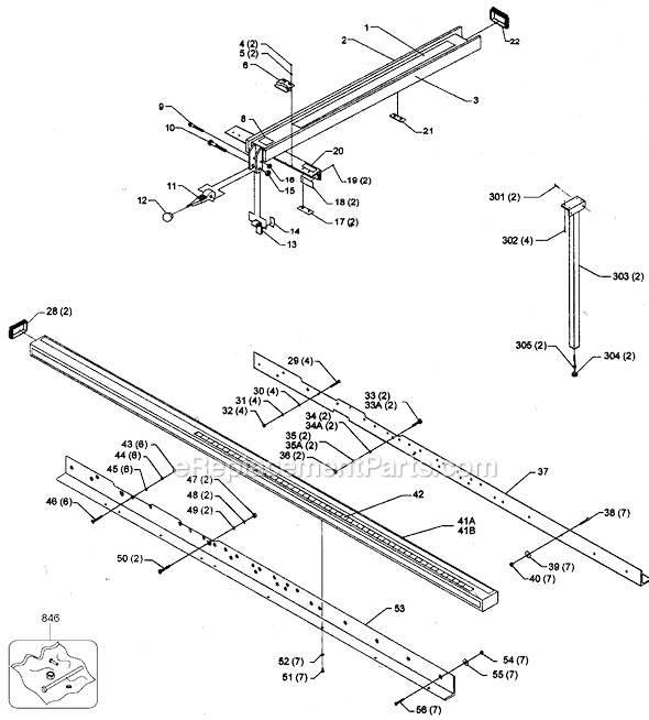 Biesemeyer BC30 Type 1 Fence Page A Diagram