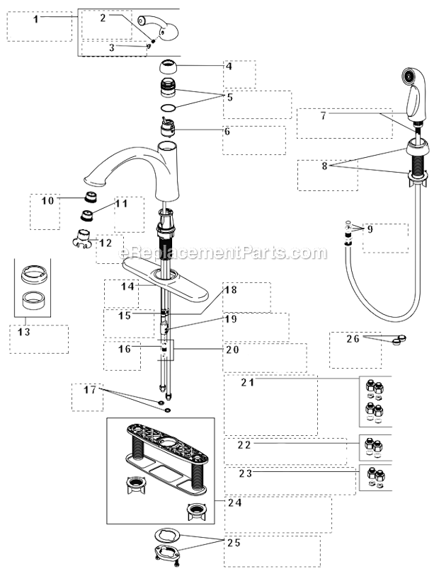 Delta11926-SS-DST Single Handle Kitchen Faucet With Spray Page A Diagram