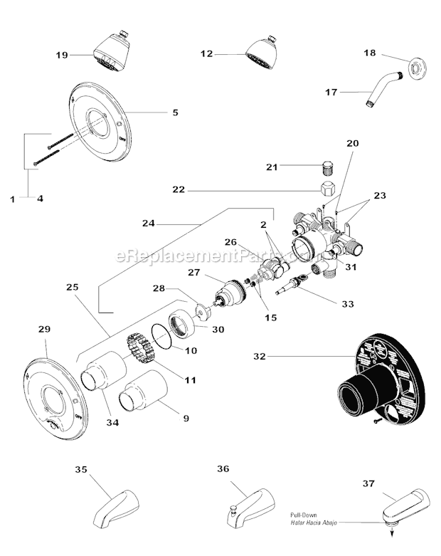 Delta 1343 Tub / Shower Page A Diagram