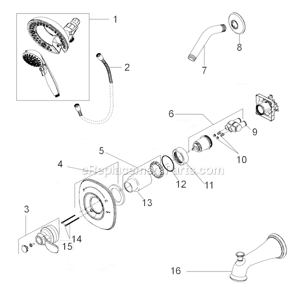 Delta Faucet 144710-RB-I Delta Monitor 14 Series Tub and Shower with In2ition Two-in-One Shower Page A Diagram