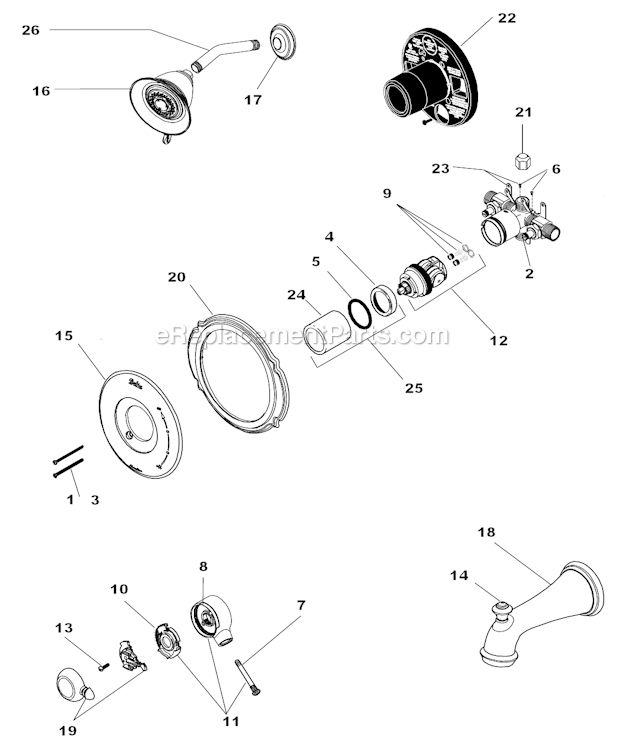 Delta 1755-716 Tub / Shower Page A Diagram