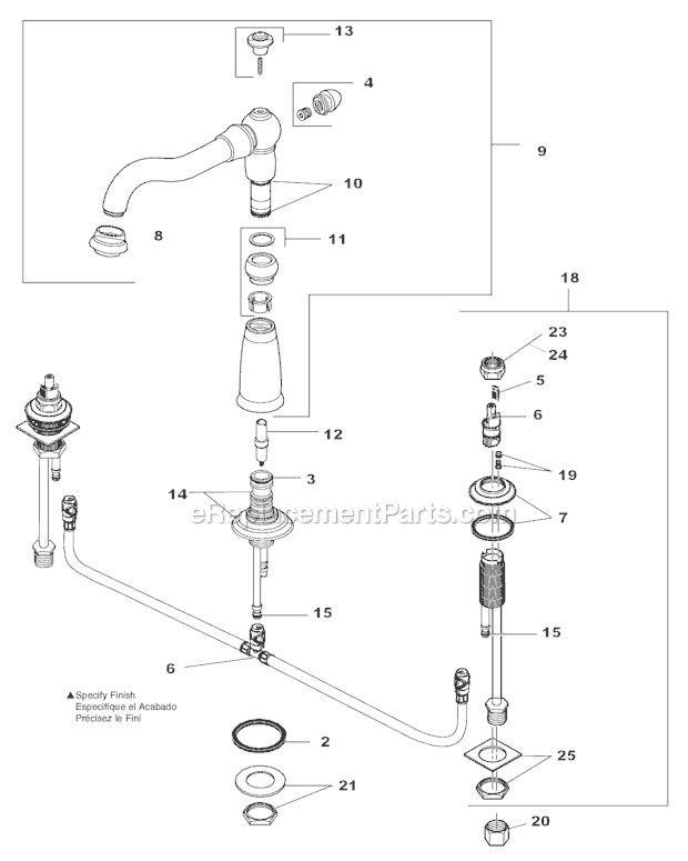 Delta Faucet Kitchen Faucet 2256 Rblhp H216rb Ereplacementparts Com