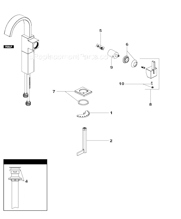 Delta 753LF Bathroom Faucet Page A Diagram