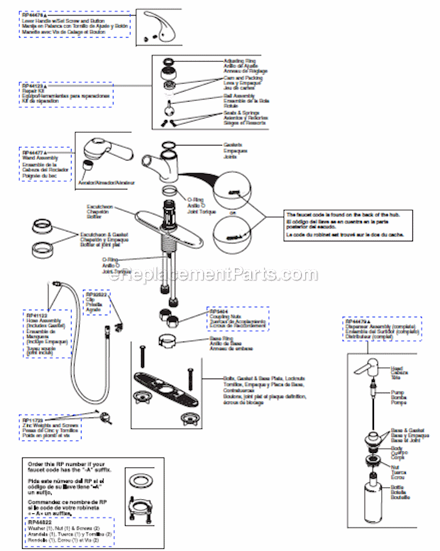 Delta Faucet B4310LF Foundations Pull-Out Kitchen Faucet Page A Diagram