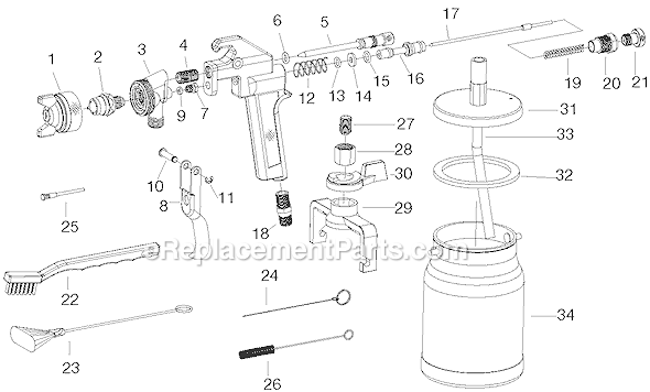 DeVilbiss / Excell ES3 Siphon Feed Spray Gun Page A Diagram