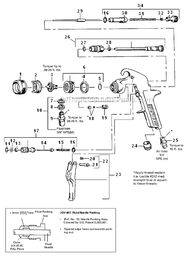 DeVilbiss JGHV-531 High Volume Low Pressure Spray Gun Page A Diagram