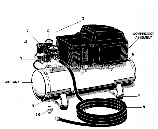 DeVilbiss RAFA153-3 (Type 3) A 1.0Hp 2.5G Md Um 1Stg 1 Air Compressor Page A Diagram