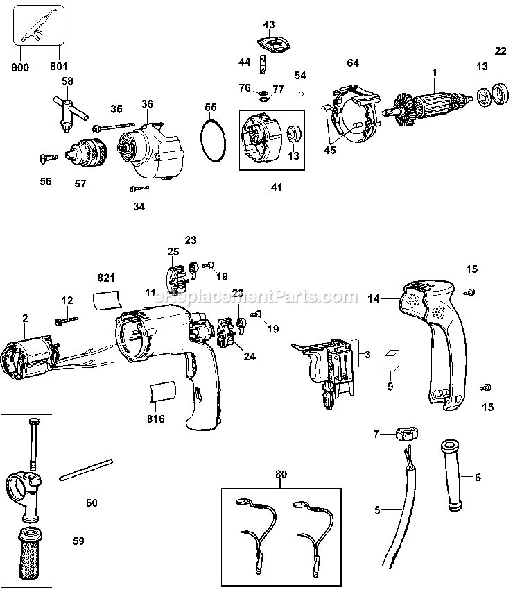 Dewalt D21710-B3 (Type 1) Hammer Drill Power Tool Page A Diagram