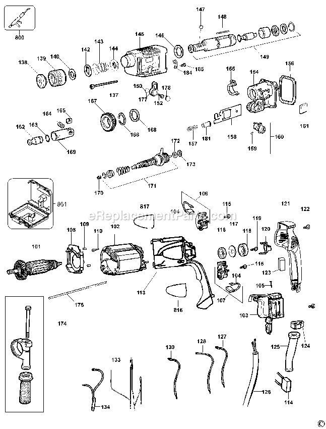 Dewalt D25003K-B2 (Type 1) Hammer Power Tool Page A Diagram