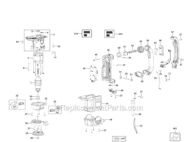 DeWALT D25851K Type 1 Spline Chipping Hammer Page A Diagram