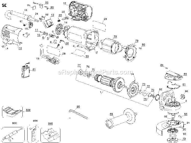 Dewalt D28114 (Type 2) 4-1/2 Small Angle Grinder Power Tool Page A Diagram