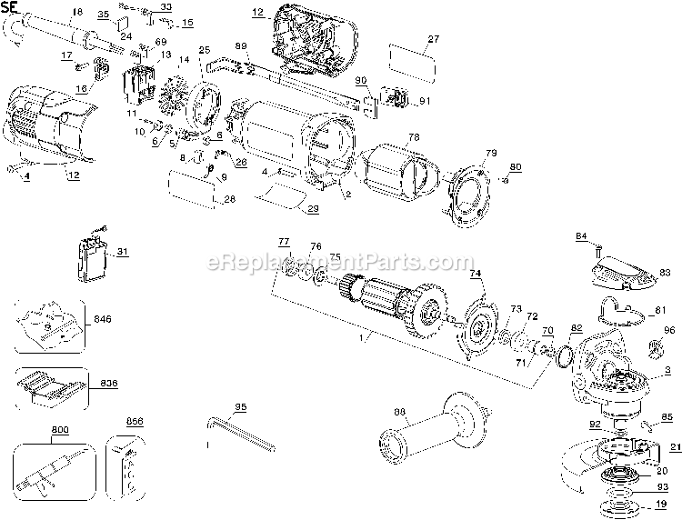 Dewalt D28131 (Type 2) 4-1/2 Small Angle Grinder Power Tool Page A Diagram