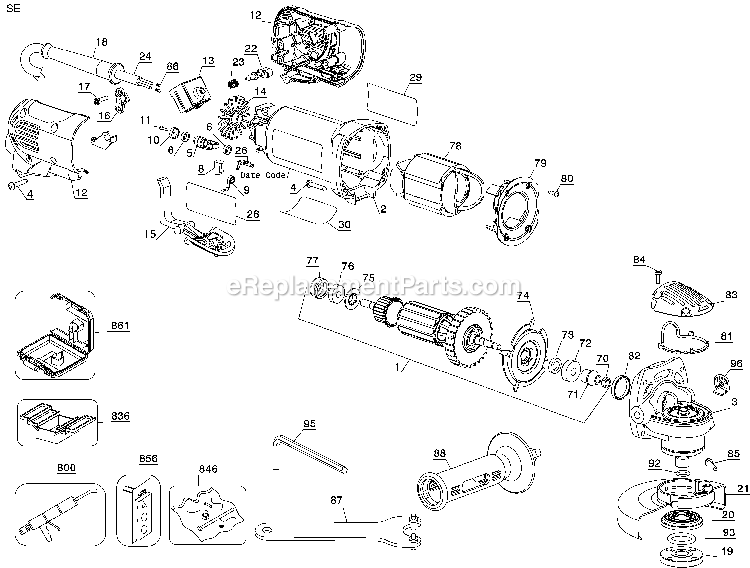 Dewalt D28402N (Type 2) 4-1/2 Small Angle Grinder Power Tool Page A Diagram