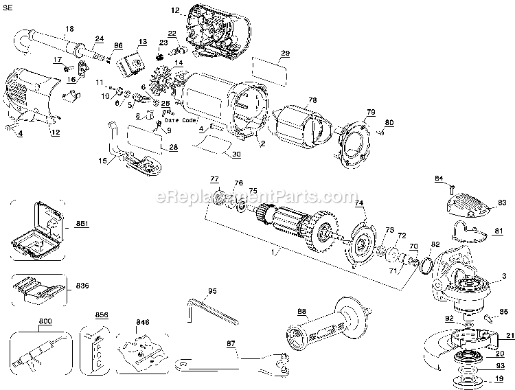 Dewalt D28402 (Type 2) 4 1/2 Small Angle Grinder Power Tool Page A Diagram