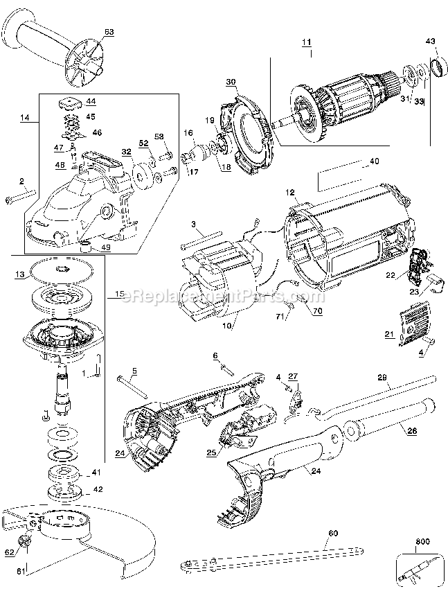 Dewalt D28490-AR (Type 1) 9 In Angle Grinder Power Tool Page A Diagram