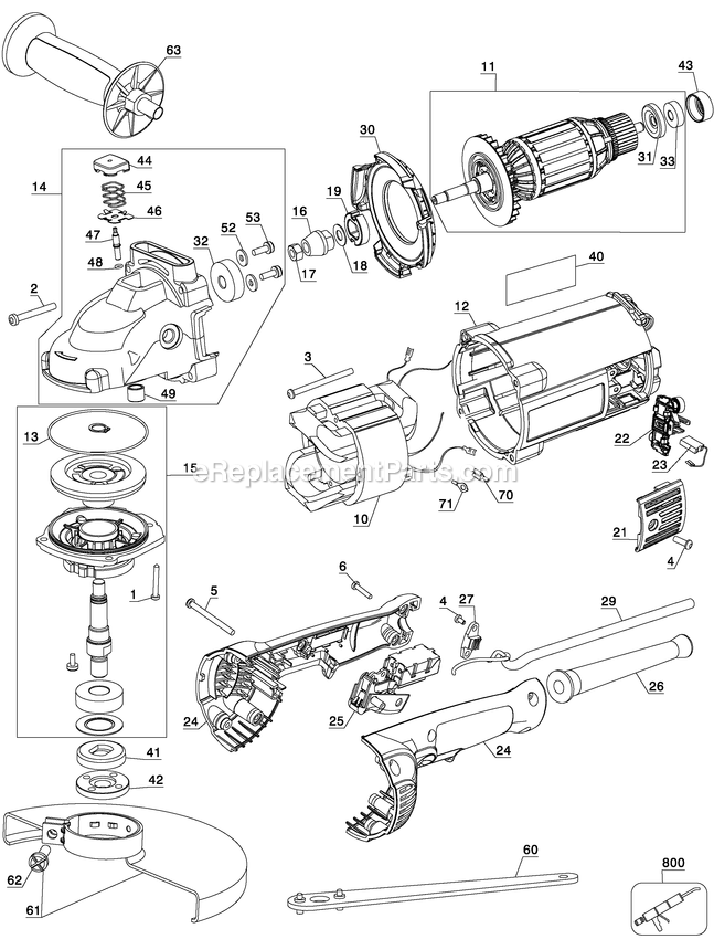 Dewalt D28490-BR (Type 1) 9 In Angle Grinder Power Tool Page A Diagram